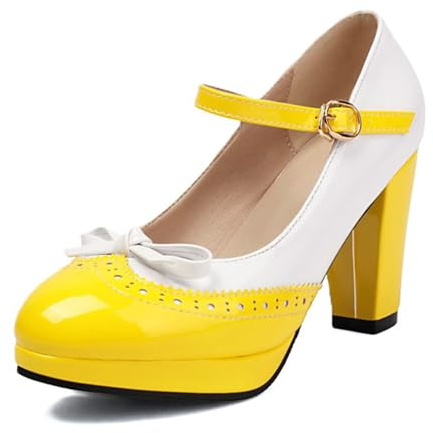 Scarpe Donna Mary Jane Heels Chunky Platform Pumps Cute Strawberry Print Pois Color Block Fiocco Retro Lolita Style Comfort Scarpe Eleganti per Cosplay Festa Daily Wear Casual Fashion