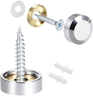 uxcell Mirror Screws Decorative Cap Cover Nails Polished Stainless Steel 16mm 4pcs