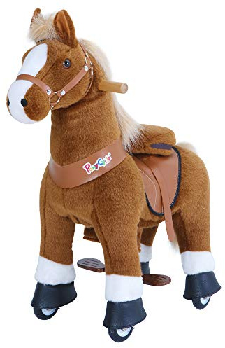 PonyCycle Officiell klassisk U-serie Ridhäst Leksak Inget batteri Ingen elektricitet Mekanisk ponny Brun med vit klöv Giddy up Ponny plysch Gångdjur för ålder 3-5 år Liten storlek-U324