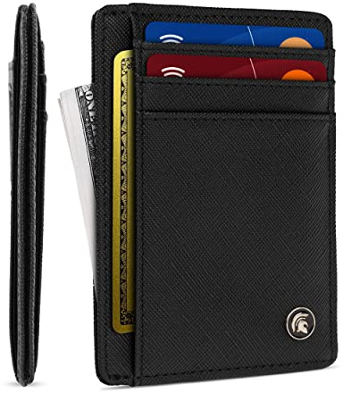 POWR - Cartera para Hombre, Fina, con Bloqueo RFID, Soporte Minimalista para Tarjetas de crédito, Capacidad para hasta 7 Tarjetas y Billetes, Ideal para Viajes