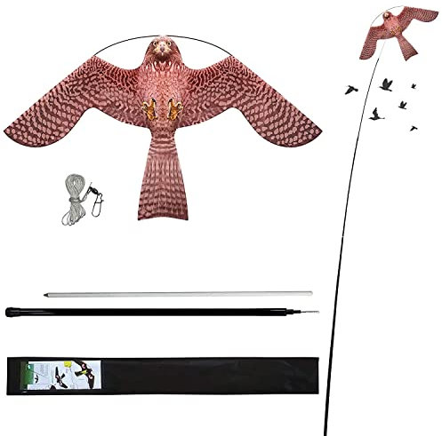 Laptony Bird Scarer Flying Kite Crops Farm Protector Bird Hawk Flying Kite with 4m Telescopic Pole