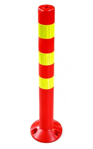 1 x spärrstolpe [höjd – 72,5 cm] – avstängningsstolpe reflekterande | spärr med stativ [fastsättning med skruvar] | avstängningsstativ | parkstolpe färg röd | styrstång | poller