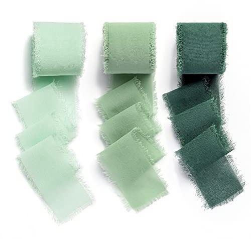 AOKSUNOVA Geschenkband Chiffon Grün 38mm Geschenkbänder Breit Chiffonband Stoffband Geschenk Band