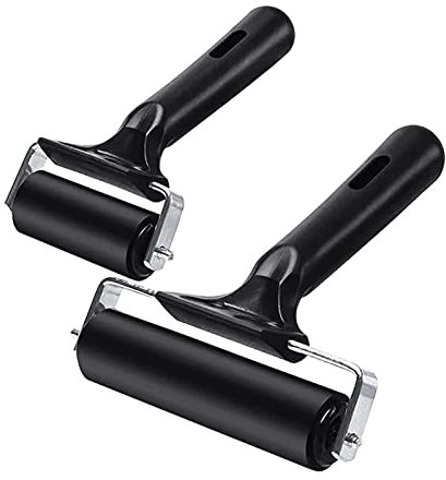 2 PièCes Rouleau En Caoutchouc Rouleau Encreur Brayer Rouleau De Pression à Rouleaux En Caoutchouc Pour La Linogravure, L'Estampage, L'Impression, Le Papier Peint Et L'Artisanat (6Cm, 10Cm)