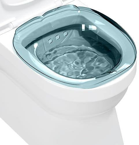 Foldable Sitz Bath for Toilet Hemorrhoids Safe PET Sitz Bath Basin with Removable Cleaner Deepen Sitz Bath Tub with Hanging Hole Portable Toilet Seat Squatty Potty for Pregnant Women Private Care