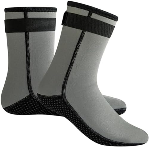 pdodo unisex neoprenstrumpor, 3 mm neoprenstrumpor resistenta, strand volleyboll sandsäkra strumpor halkfri sula för vattensport simning paddling neoprenstrumpor dykstrumpor, GRÅ, Large