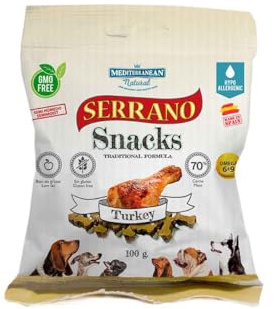 Serrano NATURAL Mediterranean Hundgodis Snacks för hundar 12 x 100 GR (fågel, 12 x 100 gr)