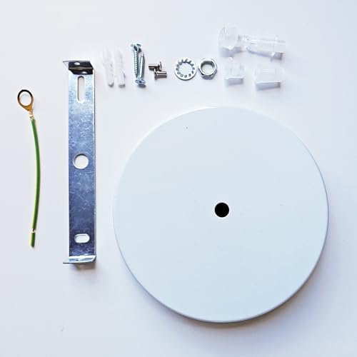 Chrasy Industrial Ceiling Canopy Rose Light Kit Lighting Fitting, White Color Single Hole with Metal Ceiling Plate Bracket DIY Accesorries for Pendant Light Wall Lamp Chandelier (15CM)