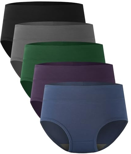 BAMBOO COOL Women's Underwear High Waisted Briefs Full Coverage Soft and Breathable Panties, 5-Pack