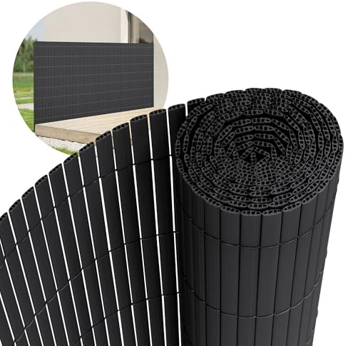 ECD Germany Siepe in PVC 120x1000 cm (2x5m) Antracite Rotolo Recinzione per la Privacy con 3 Pesi di Rinforzo Stuoia Frangivento per Giardino Schermo Resistente ai Raggi UV Impermeabile da Terrazza