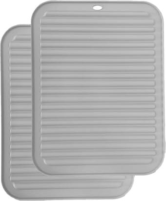 2 Pack Silicone Trivets for Hot Pans and Pots, 30 X 23cm Heat Resistant Mat, Multipurpose Silicone Table Mats, Air Fryer Baking (Grey)