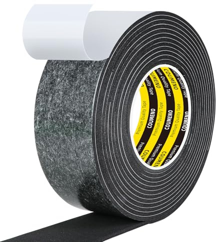 COUMENO Foam Tape 1.77inX9.84FT Sealing Strip Foam Pad Sponge Tape Window Weatherproof, Self-Adhesive Insulation Sealing