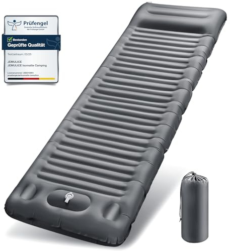 JEMULICE Materassino Campeggio Autogonfiabile, Aggiornato Materassini Gonfiabili Campeggio Spessore 12CM con Cuscin, Materasso Campeggio Ultraleggero & Impermeabile per Trekking, Backpacker, Tenda