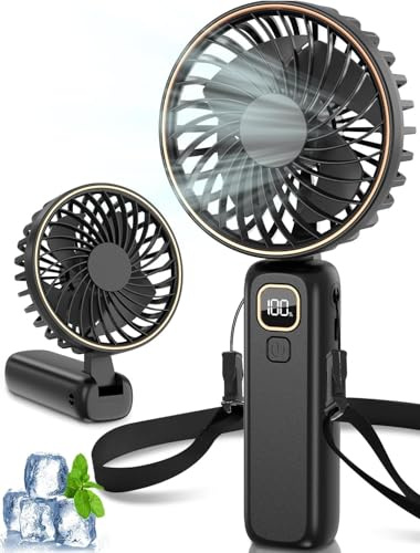 HandHeld Fan , Portable Fan , Handheld USB Rechargeable Fans with 6 Speeds,4000mAh Battery Max 24 Hour Working Time, Hand Fan Desk Desktop Fans with LED Display for Home Office Bedroom Outdoor Travel