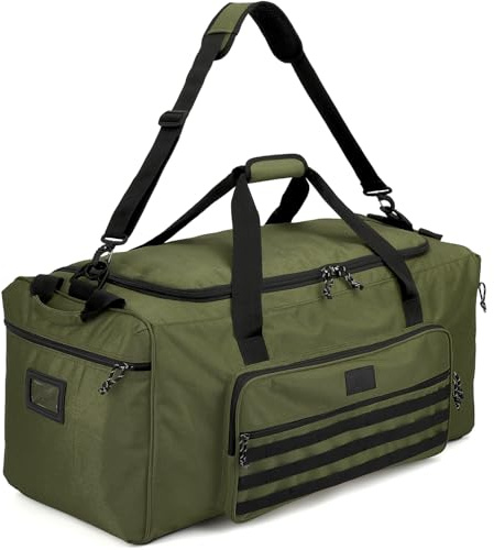 Sac de Sport Extra Large 115 L pour Hommes et Femmes, Sac de Voyage Robuste avec Bandoulière, Sacs de Sport Tactiques pour L'armée, Week-End, Nuitée, Camping, Vert