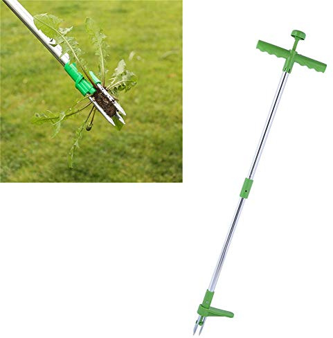 NINESHE 3.3Ft Weed Puller Tool, 3 Claw Portable Detachable Stand Up Long Handle Weed Puller Tool for Prying and Removing Thistles, Dandelions and Other Common Garden Weeds