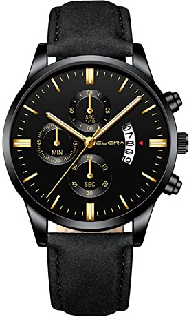 Mode sport män rostfritt fodral läder kvarts analog armbandsur domare klänning, a, En storlek