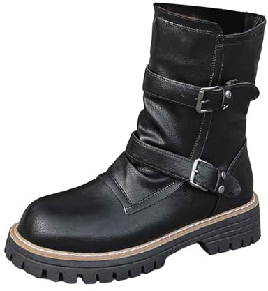 2026 Petite - Botas de media pantorrilla para mujer, botas de agua gruesas de moda, suela de lengüeta de nieve, fáciles de limpiar, para pasear al perro, caminar por el campo, para damas, hasta la