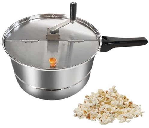 Macchina per popcorn con agitazione manuale, piano cottura in acciaio inossidabile antiaderente, pentola con manico e coperchio, decorazione dell'hogar