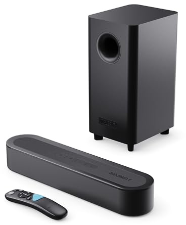 MAJORITY Bowfell Axis Barra de Sonido TV | 140W Home Cinema Soundbar con Subwoofer | 2.1 Dolby Audio Altavoces para TV | Barra de Sonido PC Bluetooth 5.3 | Cine en Casa Sound Bar con HDMI eARC