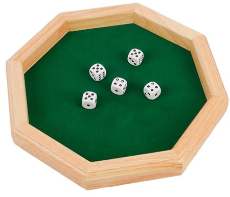 Bandeja de dados – Madera 26 x 26 x 3 cm | Bandeja de dados octogonal | de dados portátil para juegos familiares, viajes, Acción de Gracias, tablero de Navidad modernizado, juego de feria