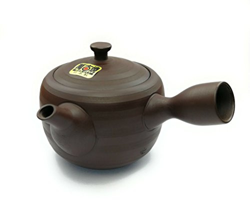 TeaClub Kyusu japansk tekanna i keramik 270 ml, keramik Kyusu med sidohandtag och tesil i rostfritt stål, enhandstekanna för beredning av grönt te, brun