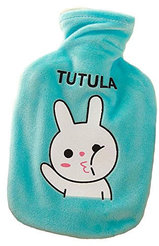 Wärmflasche, Chickwinog mit niedlicher Cartoon Vliesbezug Heißem Wasser Flaschen (blue)