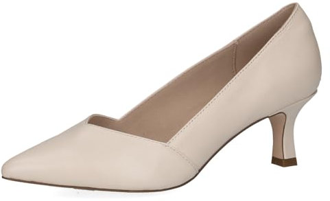CAPRICE Damen Pumps Spitz aus Leder, Cremefarben (Cream Perlato), 39 EU