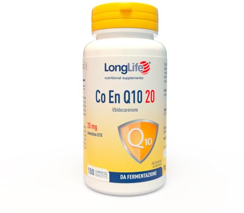 LongLife CO EN Q10 20 mg | Koenzym Q10, ren ubidekarenon | Antioxidant och proenergi| Från jäsning | 100 tabletter | Glutenfri och Halal-certifierad