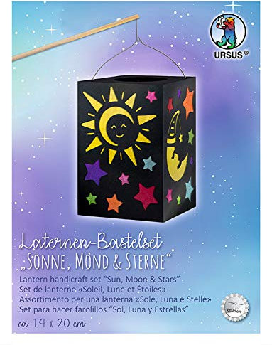 URSUS 2370099 - Set di lanterne con supporto, 14 x 20 cm, con supporto per il trasporto, carta trasparente in 7 colori e istruzioni per il fai da te, colore: Multicolore