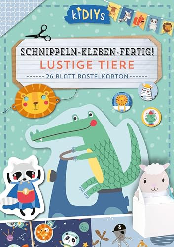 Schnippeln – Kleben – Fertig! Lustige Tiere: Kreatives Bastelset für Kinder ab 4 Jahren mit Tierfiguren & Masken – 26 Blatt bunter Bastelkarton DIN A4 Format: 26 Blatt Bastelkarton (kiDIYs)