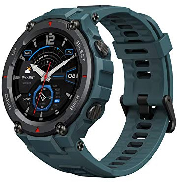 Amazfit T Rex Pro Smartwatch Fitness Watch with Heart Rate, Sleep, SpO2 Monitor, Sports Watch with over 100 Sports Modes, 10 ATM Waterproof, 18 Day Battery Life, GPS, Blue