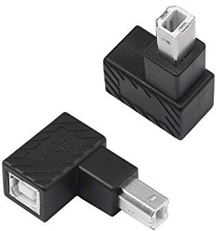 YACSEJAO - Adattatore per stampante USB 2.0 di tipo B, 90 gradi, USB 2.0 B maschio a femmina di tipo B, per stampante, scanner, HDD mobile e altro ((angolo superiore))