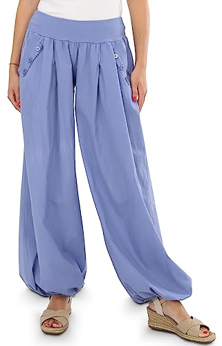 Malito - Pantaloni da Donna in Tessuto per la Spiaggia e la Vita Quotidiana, Pantaloni Casual per L'Estate – Pantaloni Casual Aladin 23245P Taglia Unica