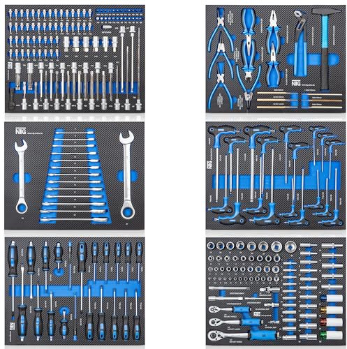 NTG Werkstattwagen Einlagen Blau Werkzeugeinlagen 520x400mm bestückt 6 Stück - Effiziente Organisation für Ihre Werkzeuge!