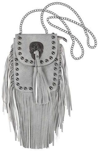 Fashion Fransentasche Damentasche PU Leder Franse Quaste Crossbody Bag Schultertasche Umhängetasche Damen klein Handytasche