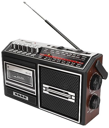 Reproductor de Casete Boombox Retro Reproductor de Casete AM/FM/SW1/SW2 Radio Grabación Portátil Boombox Soporte Tarjeta de Almacenamiento USB y Cinta con Conector para