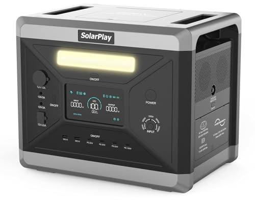 SolarPlay Q2501 Centrale Elettrica Portatile 2160 Wh con Batteria LiFePO4, 2400 W Uscita Continua (Picco 4800 W), Ricarica Solare Rapida, per Backup Casa e Attività All'aperto