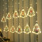 Tenda luminosa per albero di Natale con figurina, decorazione di Natale, finestra luminosa, tenda luminosa di Natale,ghirlanda luminosa per finestra interna, bianco caldo