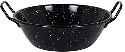 AC - Paellera Honda esmaltada - Fabricado en España - Apta para Gas, vitrocerámica, Cocina eléctrica y lavavajillas (Negro, Ø 24 cm)