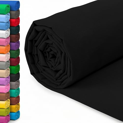 A-Express 100% Cotton Fabric - 60 Inch 150cm Wide - Plain Cotton Fabric by The Metre - Ideal for Quilting, Sewing, Dressmaking, Curtain Linings, Totes, Bedding, Pillowcases - Black 1 Metre