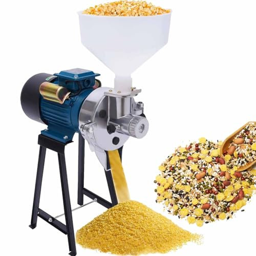 2200W Electric Grain Mill Grinder，Commercial Corn Mill with Funnel，Thickness Adjustable Powder Machine，Commercial Wet Grinding Machine Grinder For Wheat Rice Corn Soybeans Feed