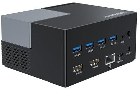 WAVLINK Estación de Acoplamiento USB-C con Dos monitores y 2 Puertos HDMI, estación de Acoplamiento con Doble HDMI, Entrada PD de 130 W, 4 Puertos USB-A, Gigabit Ethernet, Audio, Compatible con Mac
