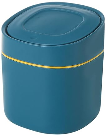 HunicandIU Cubo de basura de escritorio - Cubo de basura con tapa a presión para escritorio | Cesta de basura que ahorra espacio, organizador del hogar para artículos cosméticos en el dormitorio