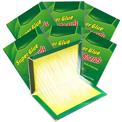 6-pack klibbiga limkuddar, extra starka limdynor för skadedjursfällor, för inomhus, utomhus, trädgård, garage, hemmakök, kontor – giftfri fluga, kackerlacka, spindel, myrfångare (32 x 21 cm)
