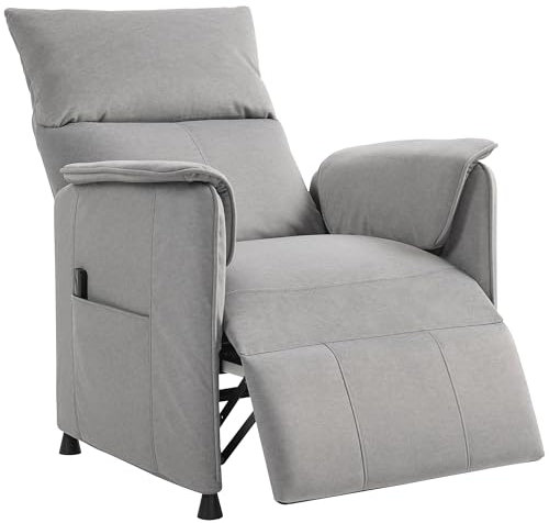 HOMCOM Fernsehsessel Elektrisch Relaxsessel mit Liegefunktion Fußteil TV Sessel mit Verstellbarer Rückenlehne Seitentasche ergonomisch Ruhesessel Liegesessel für Wohnzimmer Schlafzimmer Grau