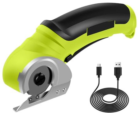 4,2V Kartonschneider Elektrisch 23×10×5cm Elektrische Schere USB Aufladung 2000mah Drehbar Pappe Schneiden Gerät zum Schneiden von Stoff Gewebe Leder Teppich Kunststoff Pappe (Grün)