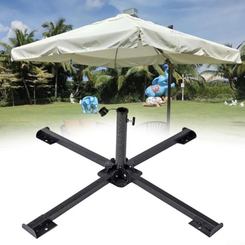 Pied de parasol en forme de croix, base de parasol portable, support de parasol pliable pour poteaux de 2,5 cm à 4 cm pour jardin, plage, camping, support de parasol