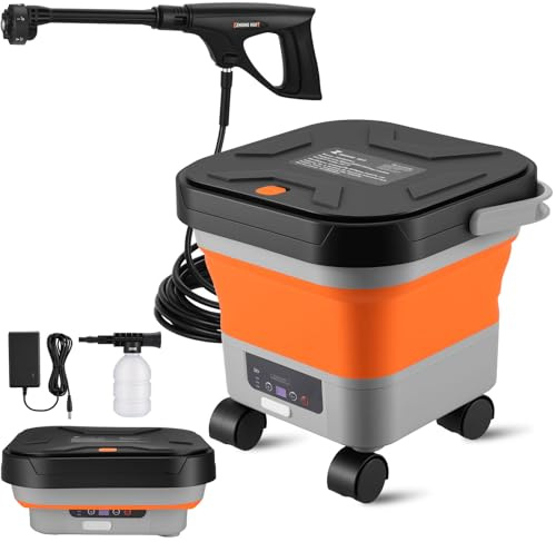 Portable Cordless Pressure Washer with 3.4-Gallon Tank, 6-in-1 Nozzle, Max 330PSI, 30000mAh Lithium Battery, Portable Sprayer Washer for Home, Camping, and Pet Cleaning