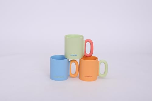 SET 3 Tazza 380 ml in porcellana new bone China, More Amor Colorful